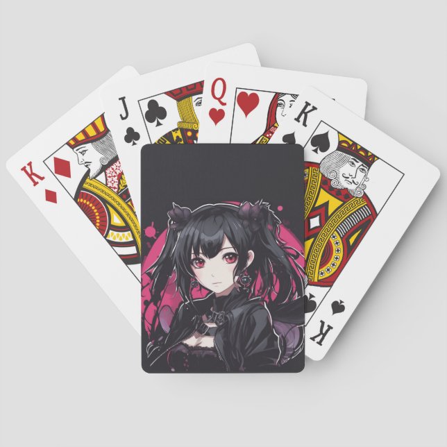 Anime Goth Girl Fantasy Art Playing Cards (Back)