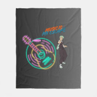 Anime Guitar Vibes Blanket – Music Lover Cozy Art 