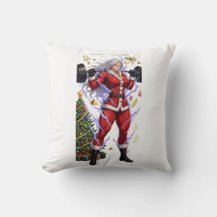 Anime Gym Santa Fitness Christmas Throw Pillow