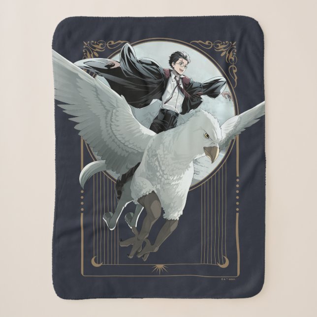 Anime HARRY POTTER™ Flight with Buckbeak Sherpa Blanket (Front)
