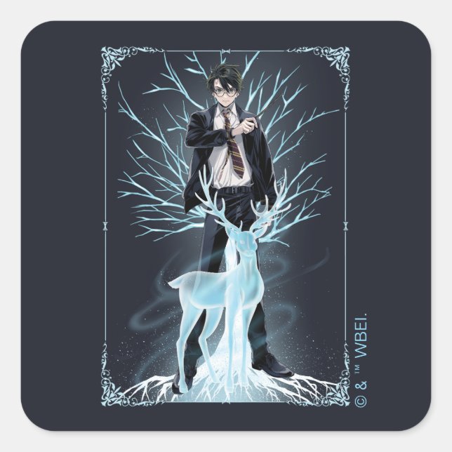 Anime HARRY POTTER™ Stag Patronus Square Sticker (Front)