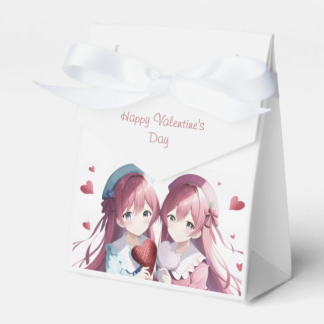 Anime hearts Valentine's Day  Favor Box (Front Side)
