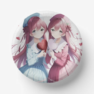 Anime hearts Valentine's Day  Paper Plate