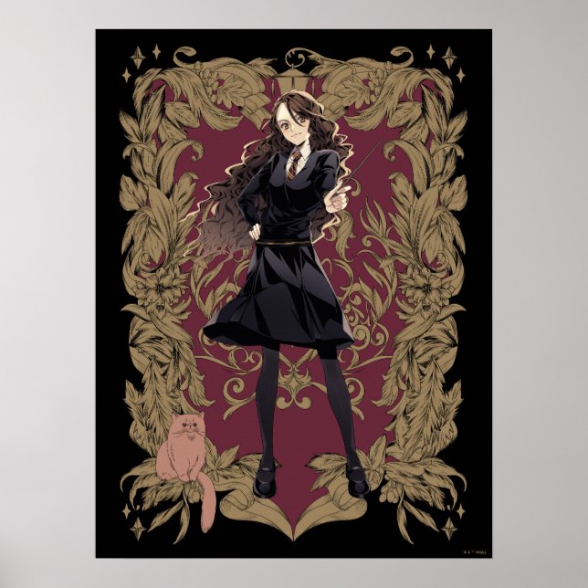Anime Hermione Granger Ornate Frame Poster (Front)