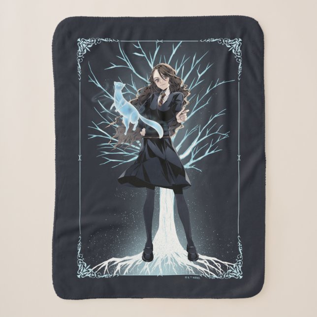 Anime Hermione Granger's Otter Patronus Sherpa Blanket (Front)