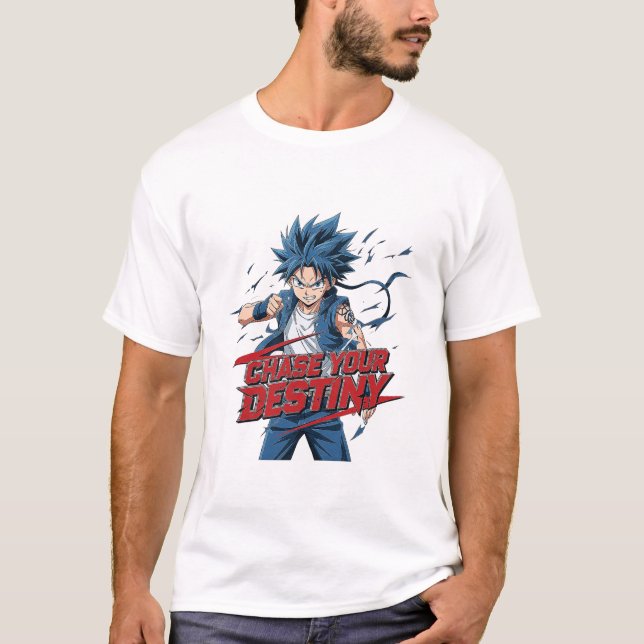 Anime Hero "Chase Your Destiny" Graphic T-Shirt (Front)