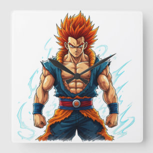 anime hero otaku weeb decal merch square wall clock