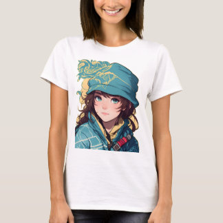 Anime Hiker Girl Ella Mountain Adventure T-Shirt