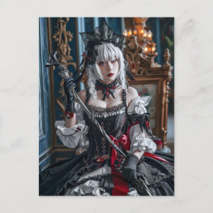 Anime-Inspired Gothic Kawaii Maid Postcard