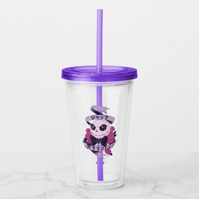 Anime Jack Skellington & Roses Illustration Acrylic Tumbler (Front)