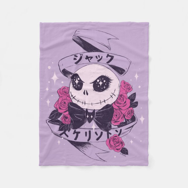 Anime Jack Skellington & Roses Illustration Fleece Blanket (Front)