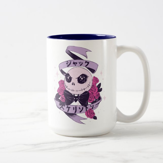Anime Jack Skellington & Roses Illustration Two-Tone Coffee Mug (Right)