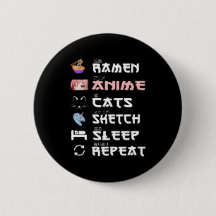Anime japanese ramen sketching cat Anime Lover Gir 2 Inch Round Button