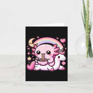 Anime Kawaii Axolotl Eating Ramen Noodles Kids Tee Card