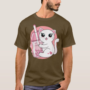 Anime Kawaii Cat Boba Bubble Tea Women Men Teen Bo T-Shirt