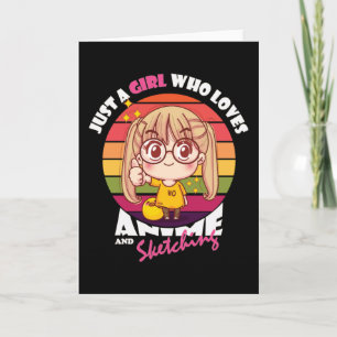 Anime Kawaii Girl for Anime & Sketching Lover Card
