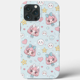 Anime Kawaii in Pastel Colors with Hearts and Star iPhone 13 Pro Max Case