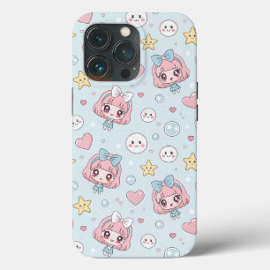Anime Kawaii in Pastel Colors with Hearts and Star iPhone 13 Pro Case