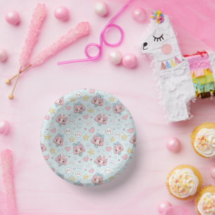  Anime Kawaii with Hearts and Stars Paper Plate