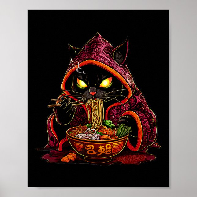 Anime Kids Cat Ramen Japanese Kids Kawaii Cat Rame Poster (Front)