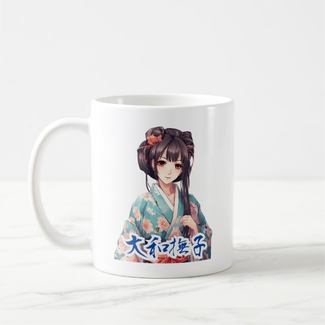 Anime Kimono Girl Coffee Mug (Left)