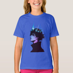 Anime King Gothic Male Portrait with Blue Crown T-Shirt