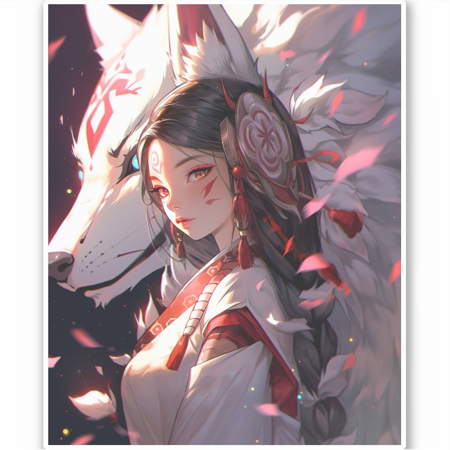 Anime Kitsune Girl Cute Fox Fantasy Art (Front)
