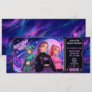 Anime Kpop Idol Concert Ticket Birthday Invitation