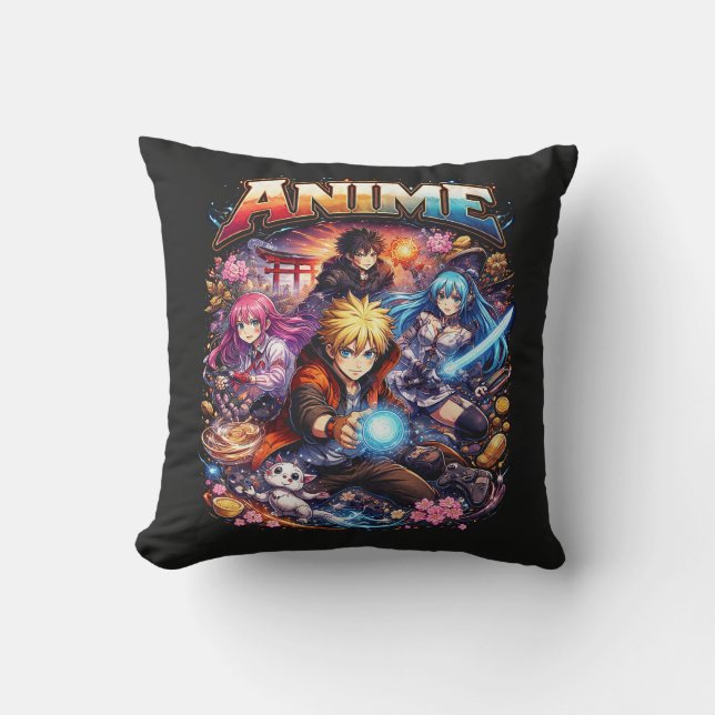 Anime Legends Throw Pillow (Front)