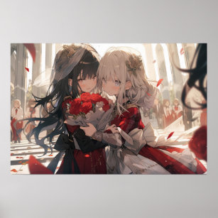 Anime lesbian cathedral wedding poster