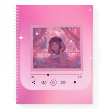 Anime Lo-fi Girl Music Player Notebook