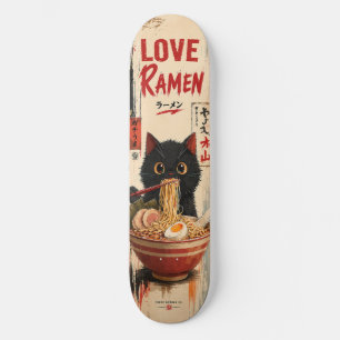 Anime Love Ramen Cat Skateboard Deck