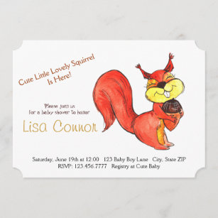 Anime Lovely Squirrel Cute Baby Shower Invitation