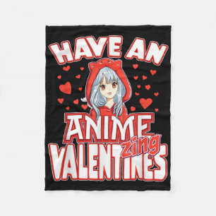 Anime Lover Valentines Day Kids Teens Adults  Fleece Blanket