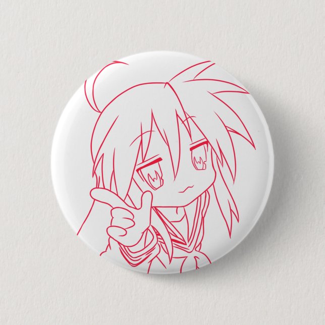 Anime lucky star red colour 2 inch round button (Front)