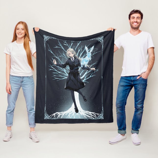 Anime Luna Lovegood's Rabbit Patronus Fleece Blanket (In Situ)
