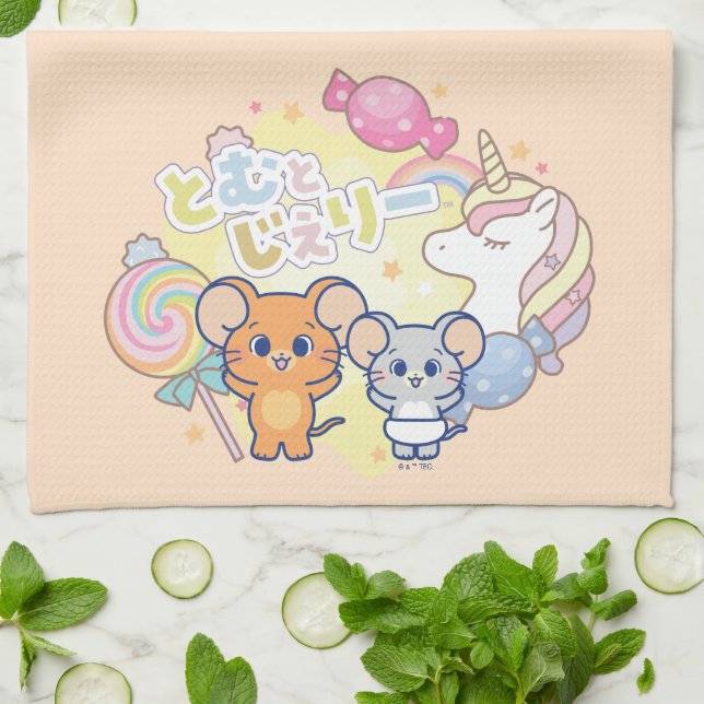 Anime Magical Candyland with Jerry and Tuffy Kitchen Towel (Folded)