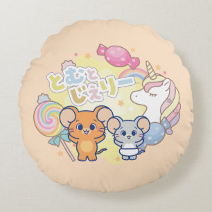 Anime Magical Candyland with Jerry and Tuffy Round Pillow