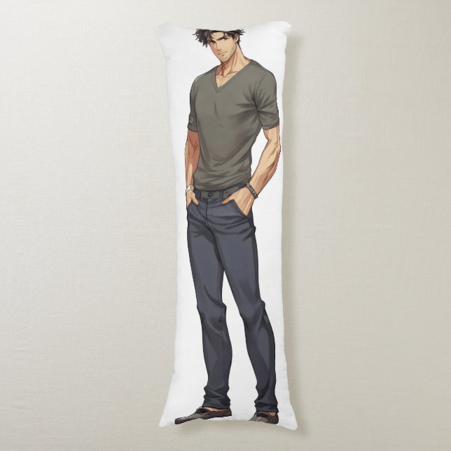 Anime Man Handsome Zaddy Body Pillow (Front Vertical)