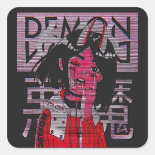 Anime Manga Anime Demon Girl Square Sticker