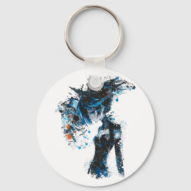 Anime Manga Graphic Blue-eyes Illustration Anime  Keychain (Front)