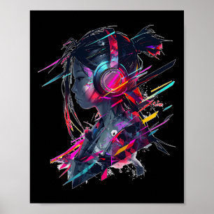 Anime Manga Graphic Headphone Artwork Anime  Poster