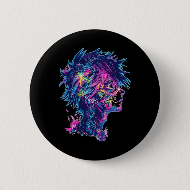Anime Manga Graphic Illustration Anime  2 Inch Round Button (Front)