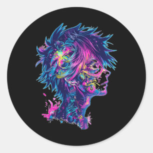 Anime Manga Graphic Illustration Anime  Classic Round Sticker