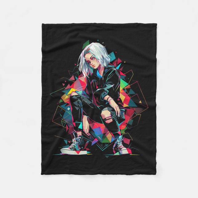 Anime Manga Graphic Polygon Art Anime  Fleece Blanket (Front)