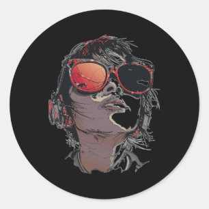 Anime Manga Graphic Sunglasses Art Anime Classic Round Sticker