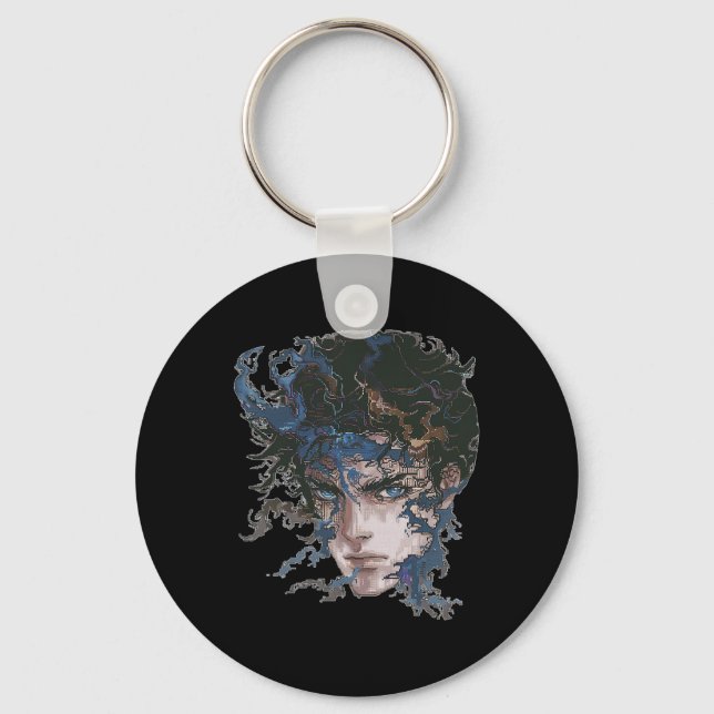 Anime Manga Motif Blue-eyes Art Anime  Keychain (Front)