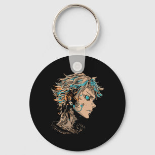 Anime Manga Motif Blue-eyes Illustration Anime Keychain