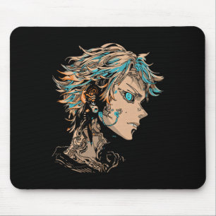 Anime Manga Motif Blue-eyes Illustration Anime  Mouse Pad
