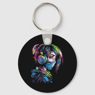 Anime Manga Motif Headphone Illustration Anime 1  Keychain